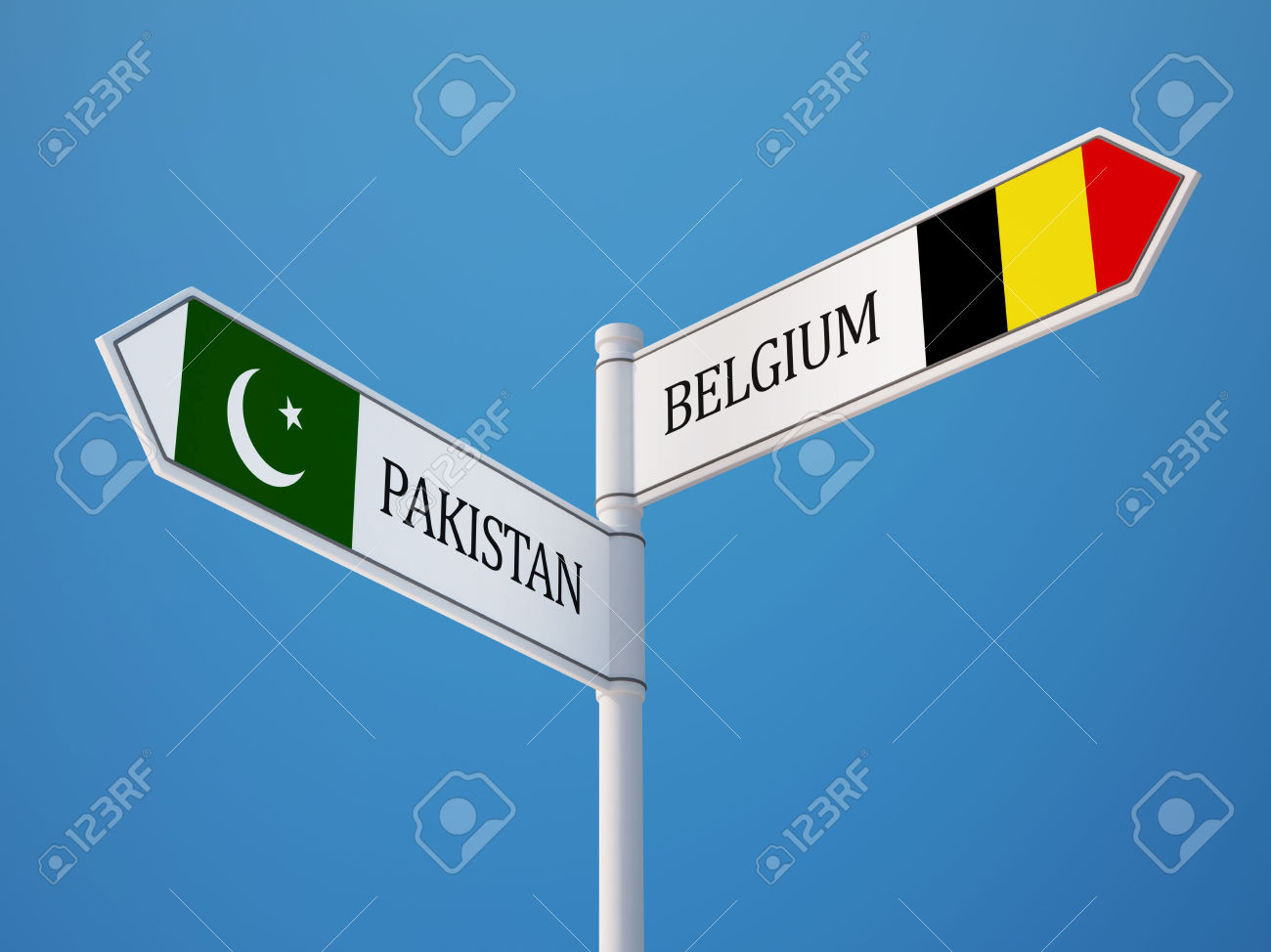 Pakistan Belgium High Resolution Sign Flags Concept
